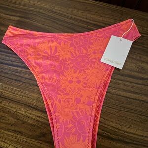 SunBleached Neon Pink & Orange Sun Print Bikini Bottom size L